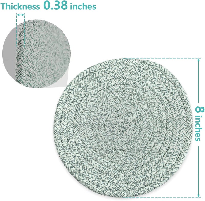 Cazzon Trivets for Hot Dishes, Pots and Pans, 8 Inches Hot Pads 5 Pcs, Pot Holders for Kitchen, Heat Resistant Mat Protect Counter, Coasters Set Home Essentials Farmhouse Decor (Green) - Image 3