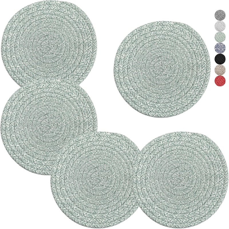 Cazzon Trivets for Hot Dishes, Pots and Pans, 8 Inches Hot Pads 5 Pcs, Pot Holders for Kitchen, Heat Resistant Mat Protect Counter, Coasters Set Home Essentials Farmhouse Decor (Green) - Image 1