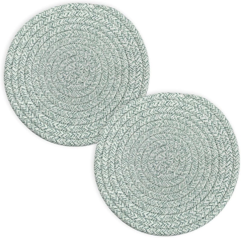 Cazzon Trivets for Hot Dishes, Pots and Pans, 8 Inches Hot Pads 5 Pcs, Pot Holders for Kitchen, Heat Resistant Mat Protect Counter, Coasters Set Home Essentials Farmhouse Decor (Green) - Image 2