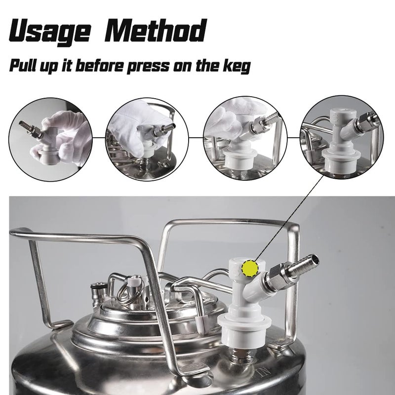 Beverage Factory PERA Ball Lock Keg Disconnect Include Ball Lock Gas Disconnect 1/4 MFL with 5/16" Swivel Nuts (PACK OF 2), Gray - Image 4