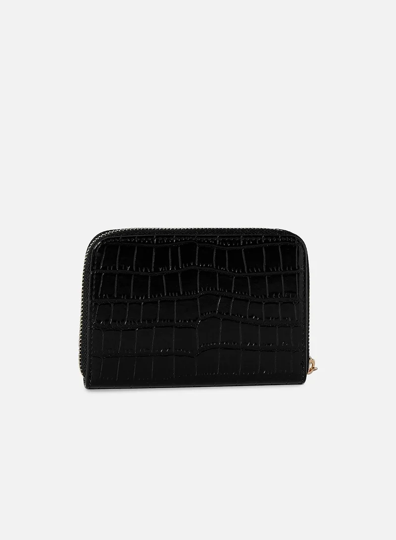 Haute Sauce  Black Textured Vegan Leather Wallet for Women | Best Price UAE
