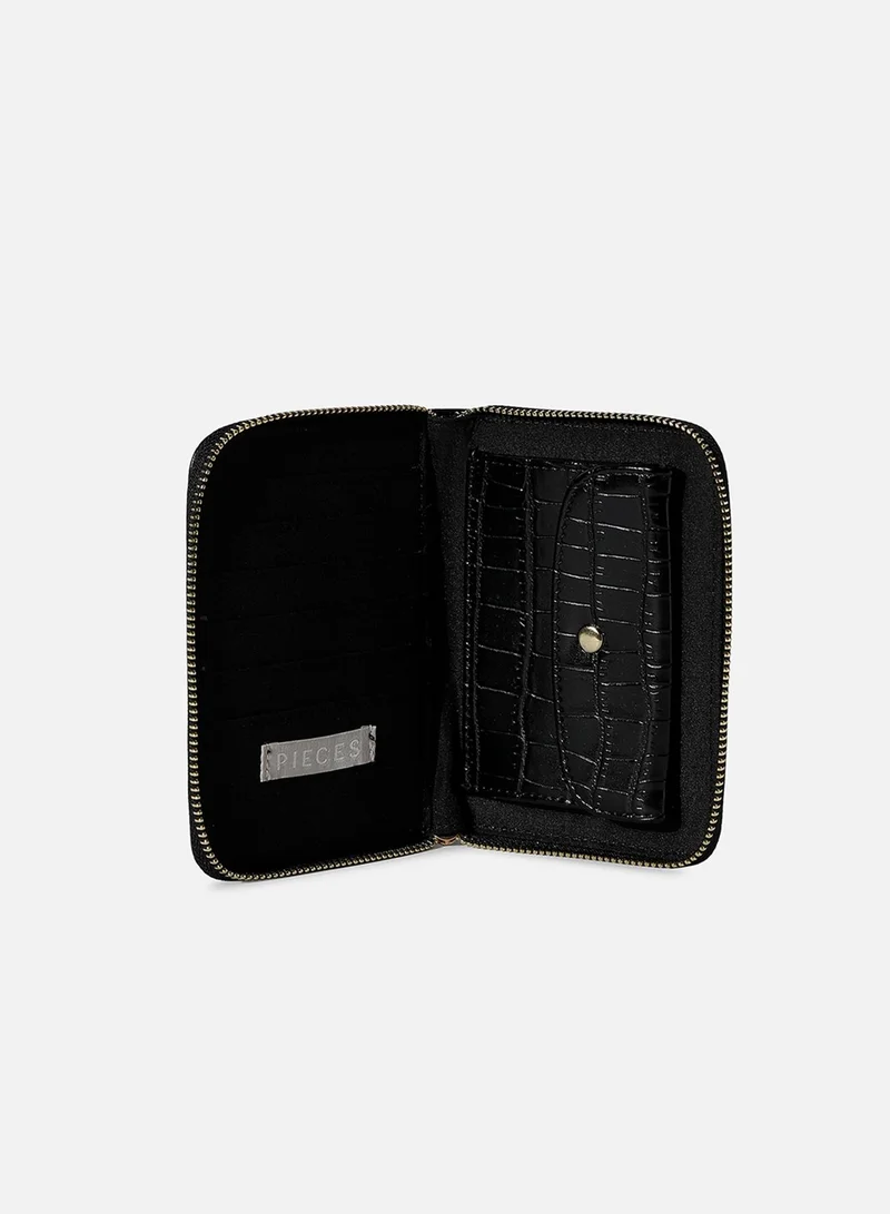 Haute Sauce  Black Textured Vegan Leather Wallet for Women | Best Price UAE