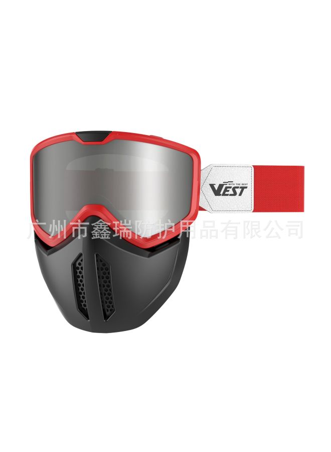 Red Mask Style Retro Goggles Detachable Mask Mask Goggles Versatile Retro Helmet