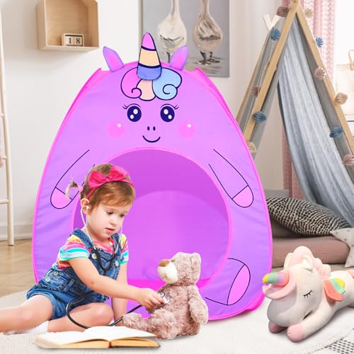 Lucky castle Kids Play Tent Lucky Castle Pop Up Tent for Kid Cute Tent for Boys and Girls Indoor Outdoor Play Tent with Storage Bag Perfect Kids GiftPurple Unicorn - Image 5