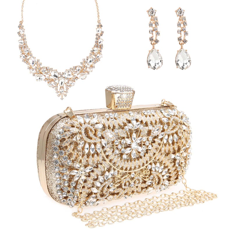 DA BODAN Womens Sparkly Rhinestone Crystal Clutch Bag Glitter Sequin Bridal Purse Evening Handbag for Wedding Party Prom - Image 1