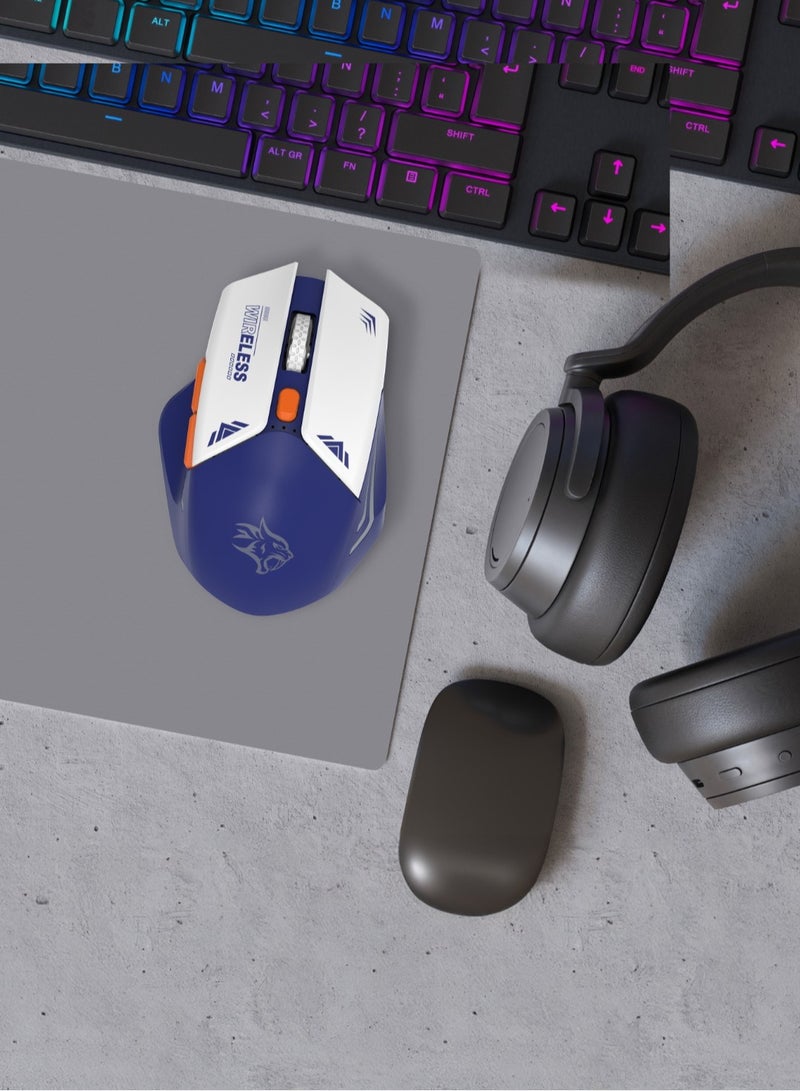 porodo Wireless Mouse 2.4G Nano USB with 10m Rage and 1600 DPI / Power Saving Technology / Gaming Design - Blue  - Image 2