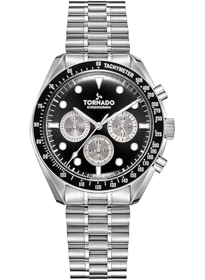 تورنيدو ساعة كوزميك كرونوغراف للرجال من ميوتا JS20، حركة كرونوغراف، شاشة عرض مصقولة، خمس وصلات مقوسة، سوار من الفولاذ المقاوم للصدأ T22103 Sbsb فضي - Image 1