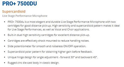 Ahuja Pro+7500du Live Stage Performance Microphone with Supercardioid - Image 3