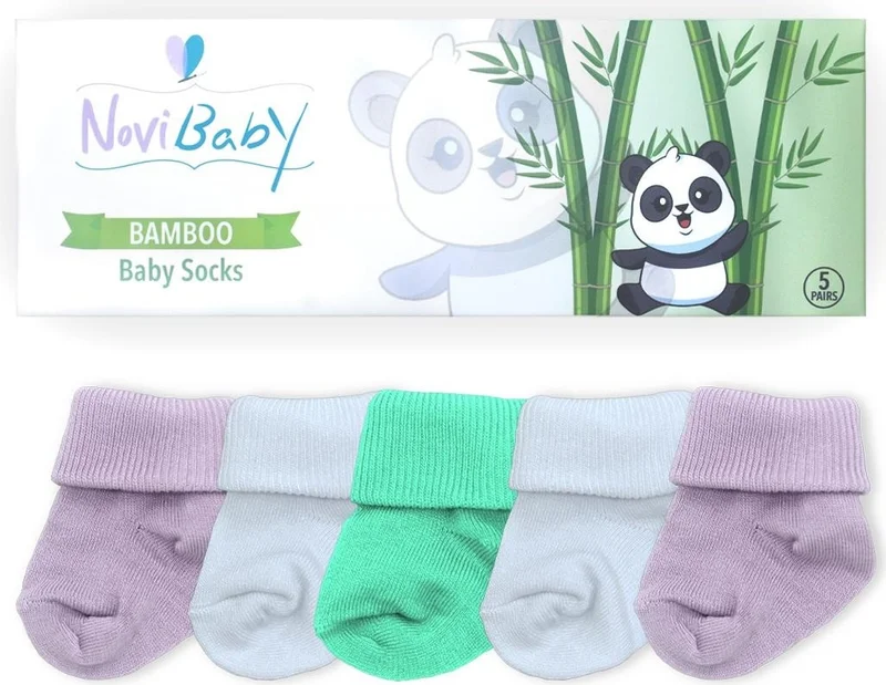 نوفيبيبي 5-Piece Bamboo Newborn Baby Socks I Lili I 0-6 Months