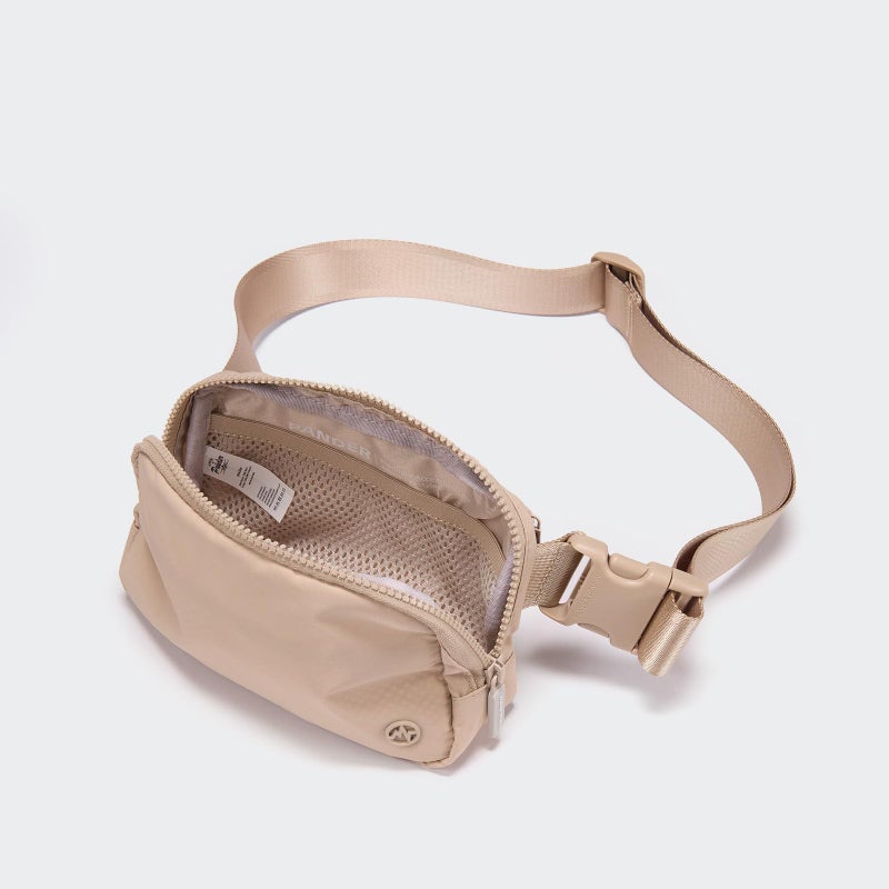 Pander Two Way Zipper Fanny Pack Nylon Everywhere Belt Bag for Women, Water Repellent Waist Packs, Crossbody Bags with Adjustable Strap (Raw Linen). - Image 4