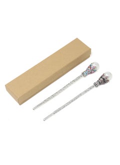 yueton Pack of 2 Vintage Rhinestone Pearl Hair Stick Vintage Hair Chopsticks Hairpin Chignon Pin PinkColorful