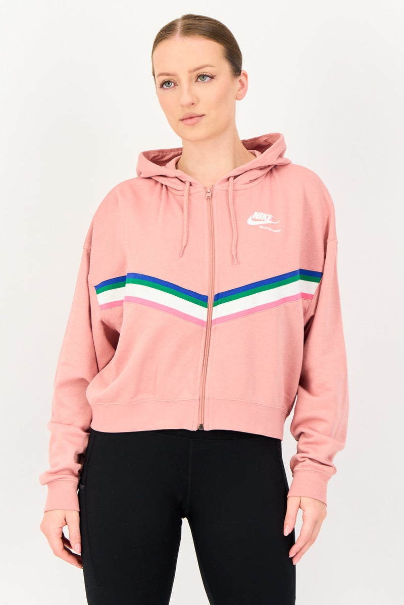 Nike Women Loose Fit Long Sleeve Training Hoodies, Pink - Image 1