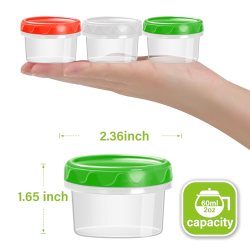 EONJOE 2 oz Plastic Containers with Lids Small Salad Dressing Container To Go Condiment Sauce Dipping Cups Jar Airtight,12-pack - Image 2
