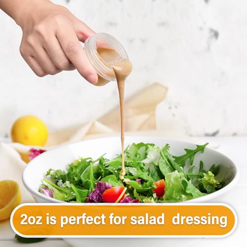 EONJOE 2 oz Plastic Containers with Lids Small Salad Dressing Container To Go Condiment Sauce Dipping Cups Jar Airtight,12-pack - Image 5