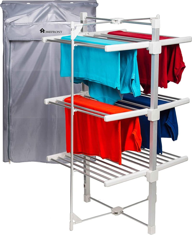 Homefront Heated Clothes Airer Electric 3 Tier Dryer Rack Foldable Indoor Eco Drier with Zip Up Cover for Even Faster Drying Energy Efficient Only 330W Pennies To Run