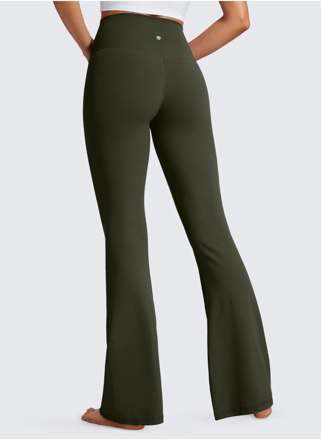 CRZ YOGA - Butterluxe Crossover Flare Leggings for Women 31" - High Waist V Cross Bootcut Bell Bottoms Tummy Control Yoga Pants Olive Green Small - Image 1