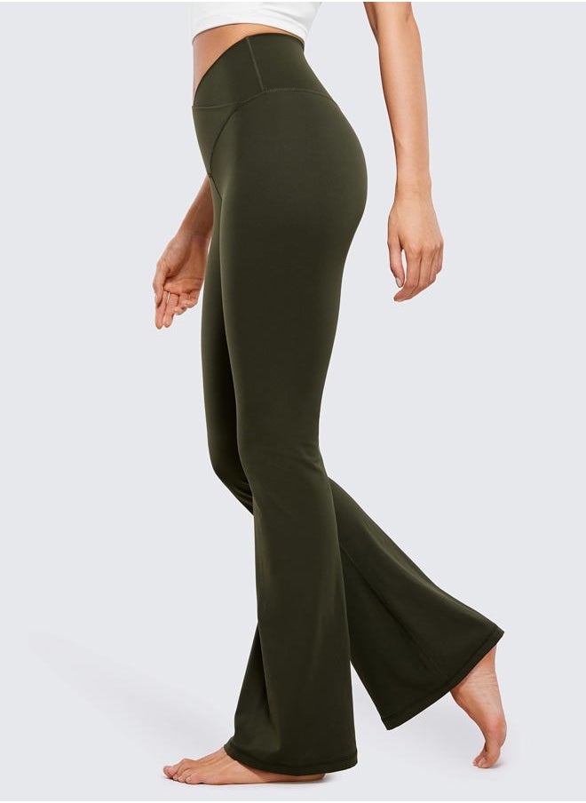 CRZ YOGA - Butterluxe Crossover Flare Leggings for Women 31" - High Waist V Cross Bootcut Bell Bottoms Tummy Control Yoga Pants Olive Green Small - Image 1