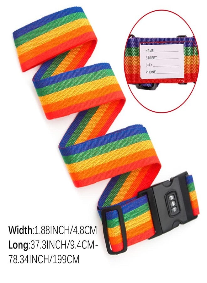 NALANDA 2 Pack Travel Luggage Strap Packing Belt Adjustable Suitcase Straps Packing Accessories with Buckle, Combination Lock Rainbow Color - Image 3