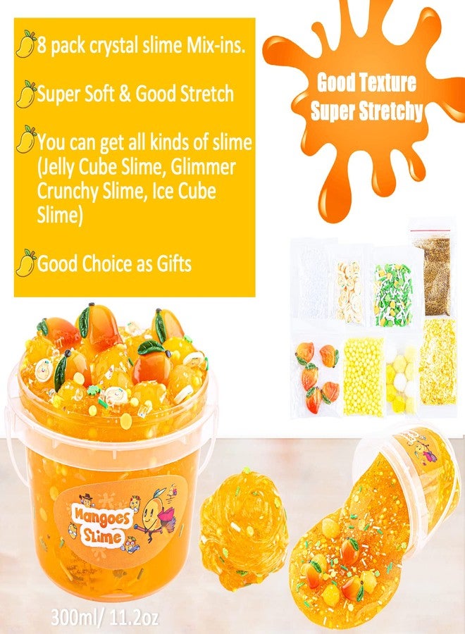 LAWOHO Clear Slime, Orange Mango Clear Jelly Cube Glimmer Crunchy Slime Kit with 8 Add-ins, Idea Stress Relief Toy, Kids Party Favor, Birthday Christmas New Year Easter Gifts for Girls & Boys Age 6 7 8 9 10+ - Image 2