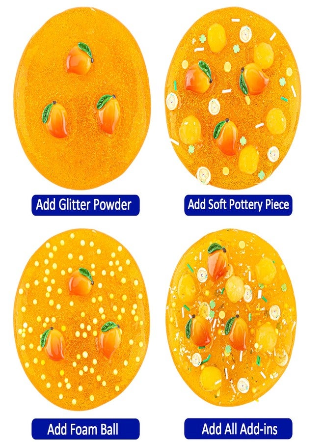LAWOHO Clear Slime, Orange Mango Clear Jelly Cube Glimmer Crunchy Slime Kit with 8 Add-ins, Idea Stress Relief Toy, Kids Party Favor, Birthday Christmas New Year Easter Gifts for Girls & Boys Age 6 7 8 9 10+ - Image 4