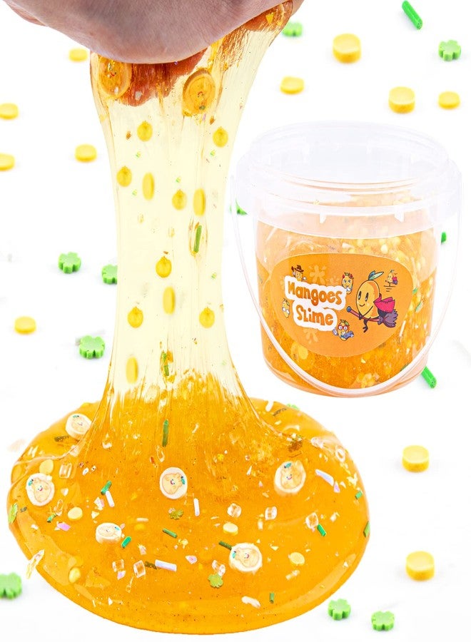 LAWOHO Clear Slime, Orange Mango Clear Jelly Cube Glimmer Crunchy Slime Kit with 8 Add-ins, Idea Stress Relief Toy, Kids Party Favor, Birthday Christmas New Year Easter Gifts for Girls & Boys Age 6 7 8 9 10+ - Image 3