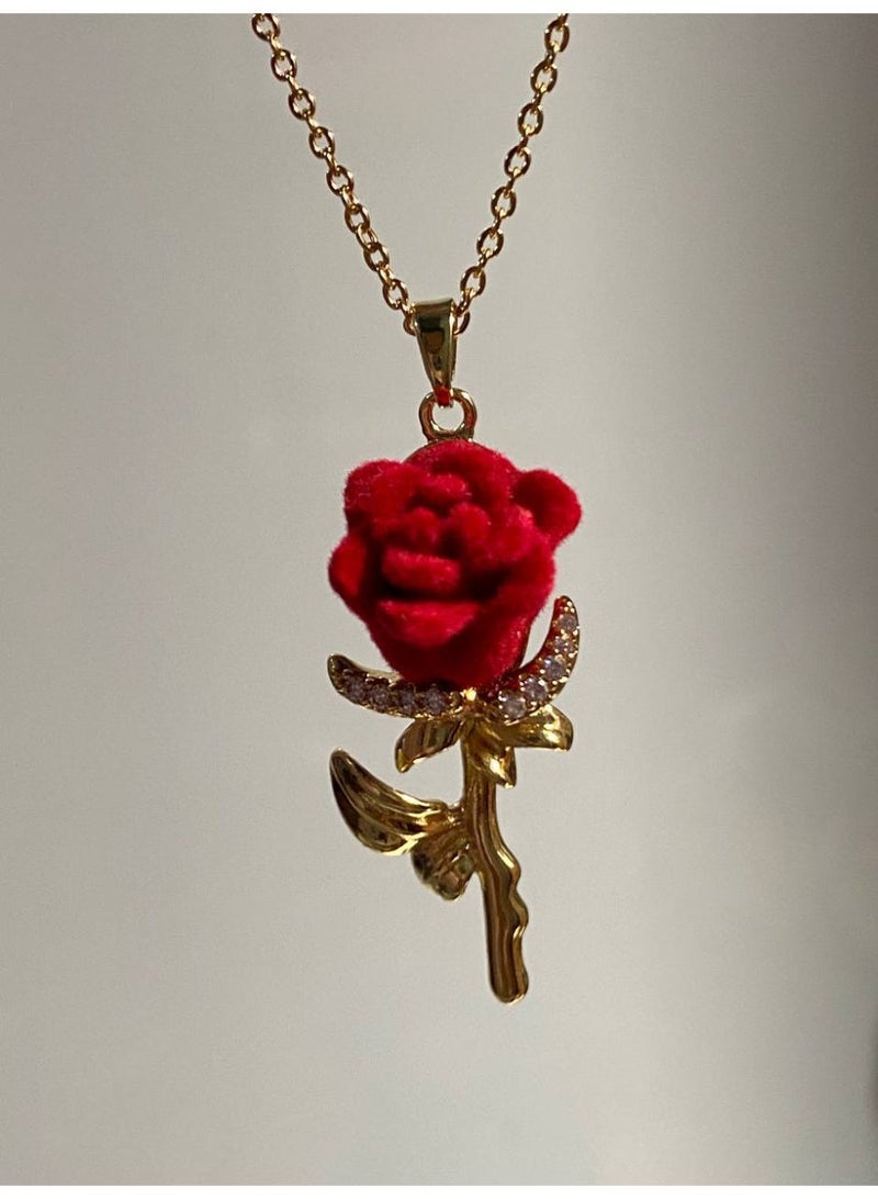 Red Velvet Rose Necklace - Image 2
