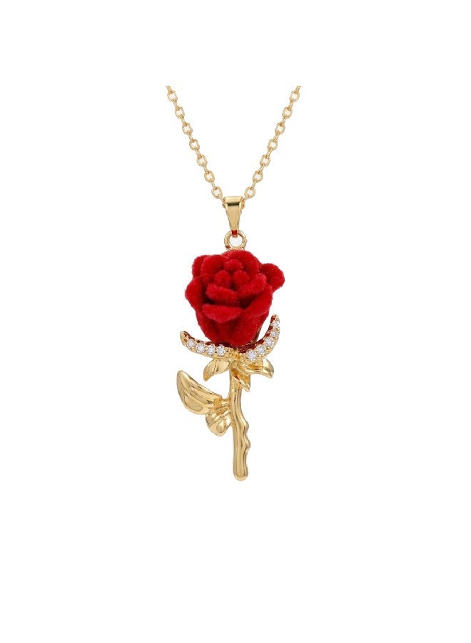 Red Velvet Rose Necklace - Image 1