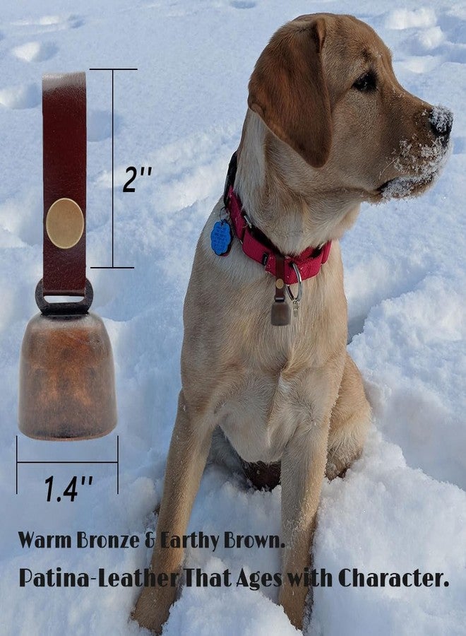 kcrygogo Leather Dog Collar Bell with Quick-Release Snap Buttons Training Bells with Leather Button Strap and Pet Anti- Lost Silver Pendant ID Tags (2Sets) - Image 3