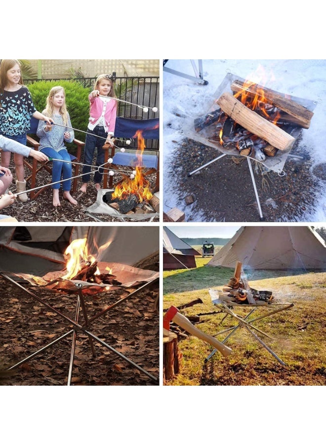 جوناريس موقد نار خارجي محمول، مكان نار شبكي قابل للطي من الفولاذ المقاوم للصدأ للتخييم والفناء الخلفي والفناء والحديقة - يتضمن حقيبة حمل - مقاس إضافي كبير 22 بوصة - Image 5