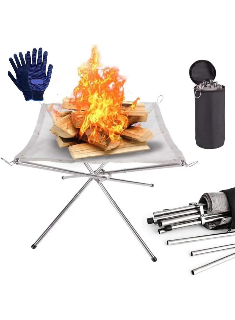 جوناريس موقد نار خارجي محمول، مكان نار شبكي قابل للطي من الفولاذ المقاوم للصدأ للتخييم والفناء الخلفي والفناء والحديقة - يتضمن حقيبة حمل - مقاس إضافي كبير 22 بوصة - Image 1