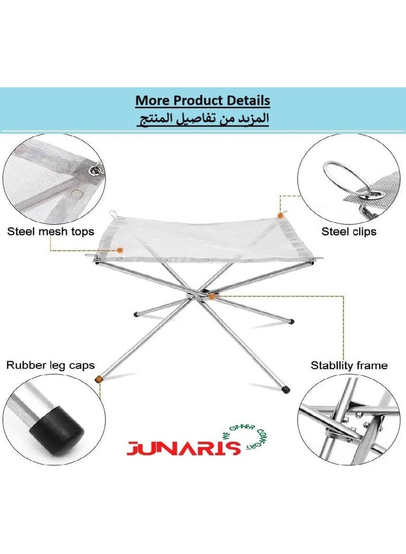 جوناريس موقد نار خارجي محمول، مكان نار شبكي قابل للطي من الفولاذ المقاوم للصدأ للتخييم والفناء الخلفي والفناء والحديقة - يتضمن حقيبة حمل - مقاس إضافي كبير 22 بوصة - Image 4