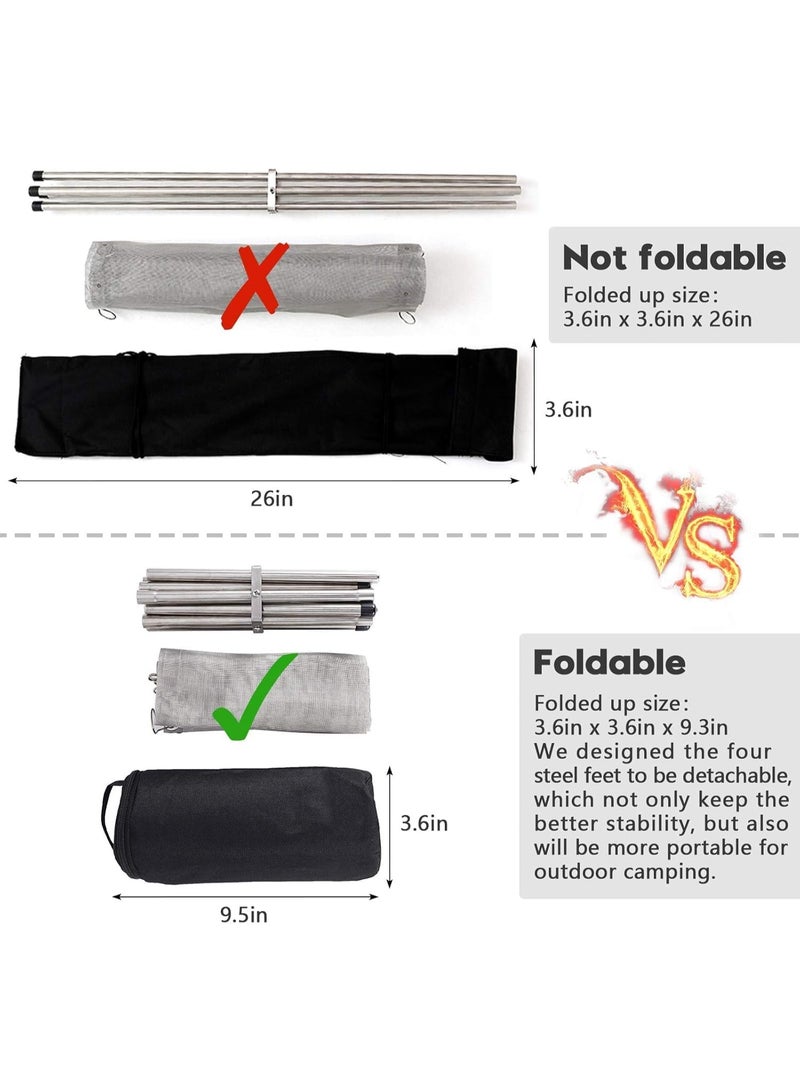 جوناريس موقد نار خارجي محمول، مكان نار شبكي قابل للطي من الفولاذ المقاوم للصدأ للتخييم والفناء الخلفي والفناء والحديقة - يتضمن حقيبة حمل - مقاس إضافي كبير 22 بوصة - Image 2