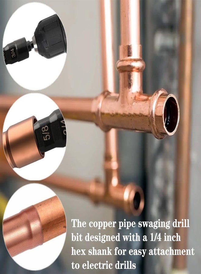 Saipe 2PCS Copper Tube Expander, 5 in1 Air Conditioner Pipe Swaging Flaring Drill Bits Repair Tool - 1/4 Inch Hex Shank (1/4'', 3/8'',1/2'',5/8'',3/4'') - Image 5
