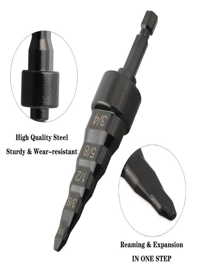Saipe 2PCS Copper Tube Expander, 5 in1 Air Conditioner Pipe Swaging Flaring Drill Bits Repair Tool - 1/4 Inch Hex Shank (1/4'', 3/8'',1/2'',5/8'',3/4'') - Image 3