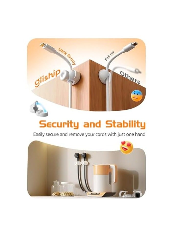 erorex 6 Pack Magnetic Cable Clips, Adjustable Phone Cord Holder with Shoe-Shaped Design, String Light Clips for Home, Office, Birthday Banner, Colorful Lights - White Charging Cable Holder - Image 2