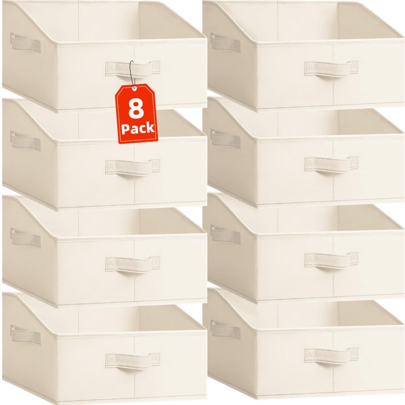 Criusia Closet Organizers Bins 8 Pack Large Closet Shelf Organizer with Handles Fabric Trapezoid Home Organization and Storage Baskets for Organizing Clothes Toy Blanket Towel Purse Hats - Image 2