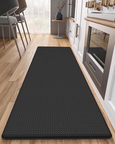 ColorGeometry Anti Fatigue Cushion Kitchen Mat for Floor 17x59Easy Clean Water  Oil Proof Anti Slip Foam Rubber Runner Rug for Front Sink Comfort StandingBlack