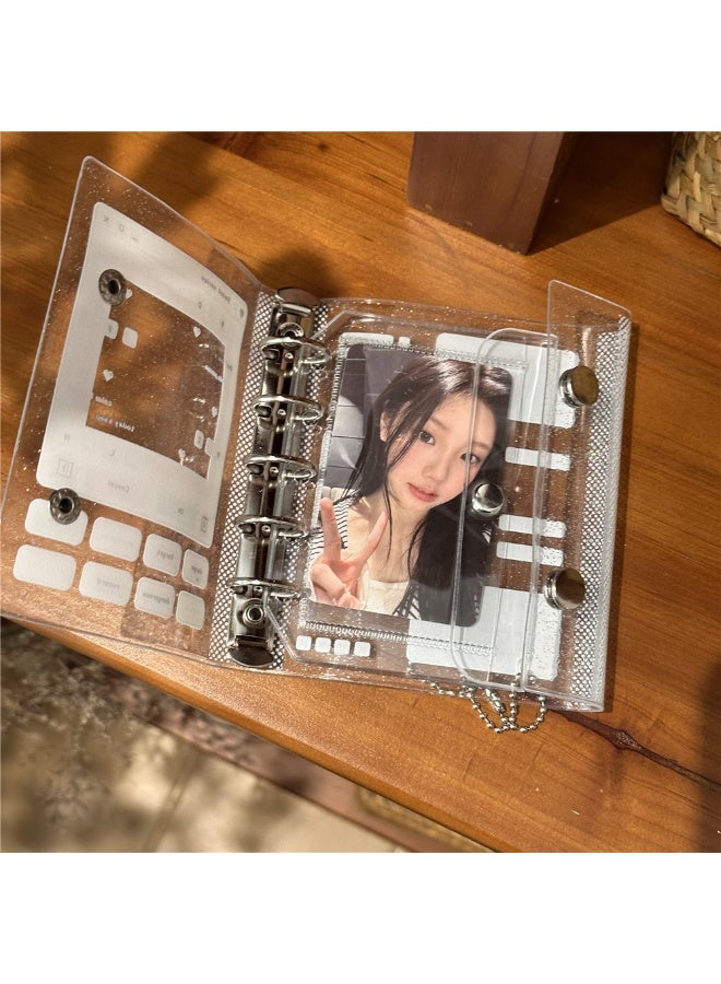 NIBEMINENT 1 - Piece M5 Glitter Powder Kpop Photo Card Holder Pendant Key Chain ID Badge Holder ID Card Holder Photo Card Protector for School ID Office ID Access Card for Women Girls - Image 2