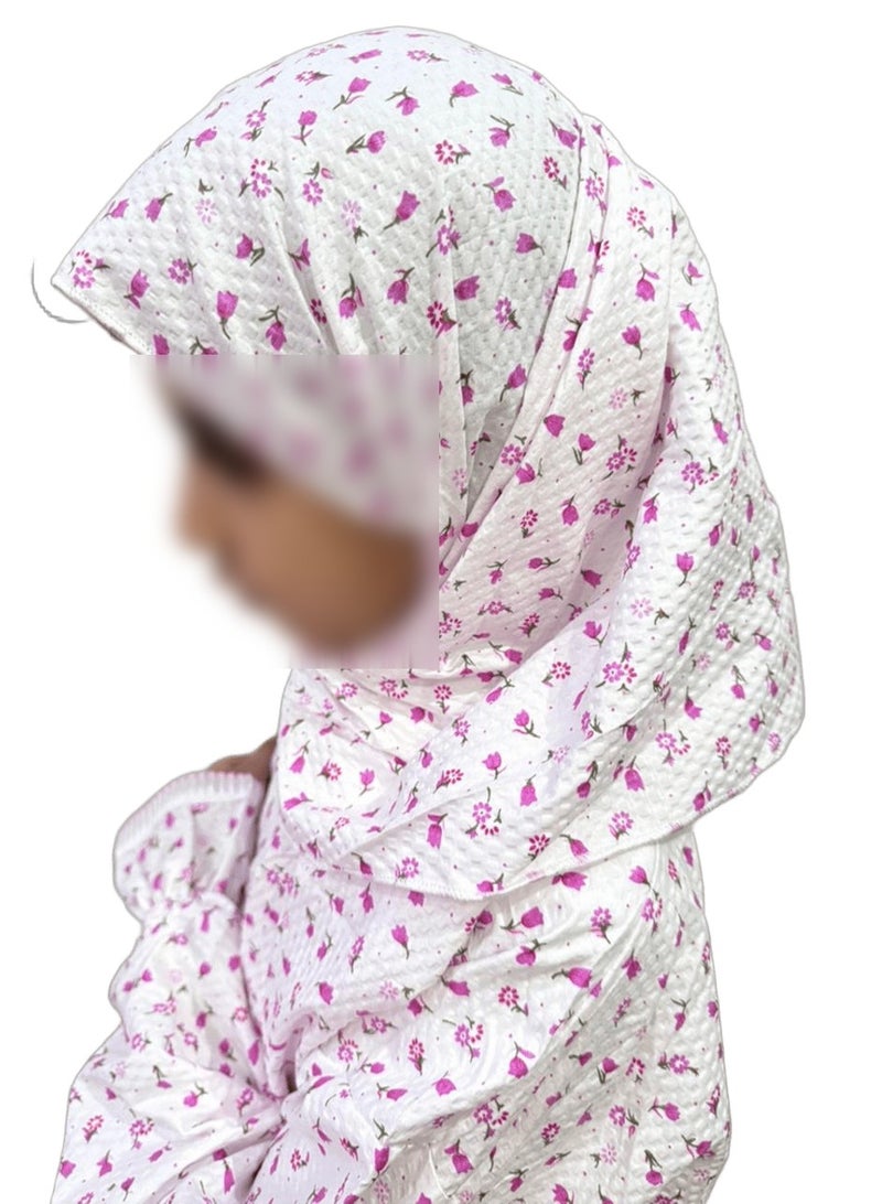 Girl's prayer sheet with zip closure veil with flower design