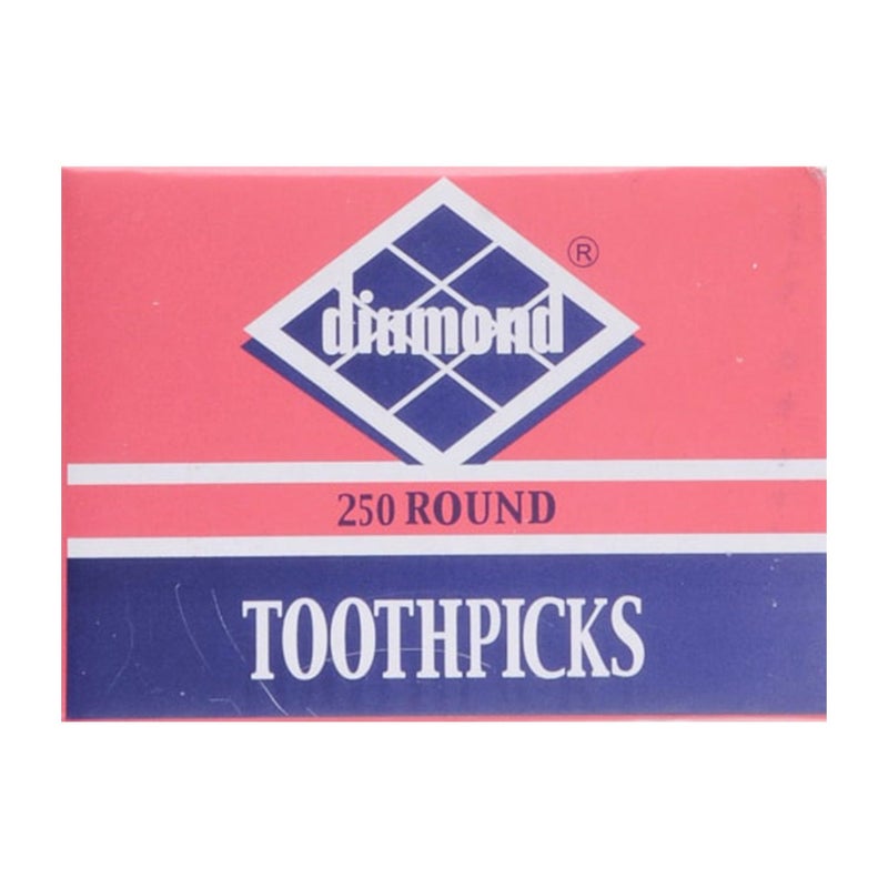 Diamond Toothpicks, Round Natural Wooden Bamboo Tooth Picks For Teeth, Appetizers and Cocktail 2pack ( 250 Count ) - Image 1