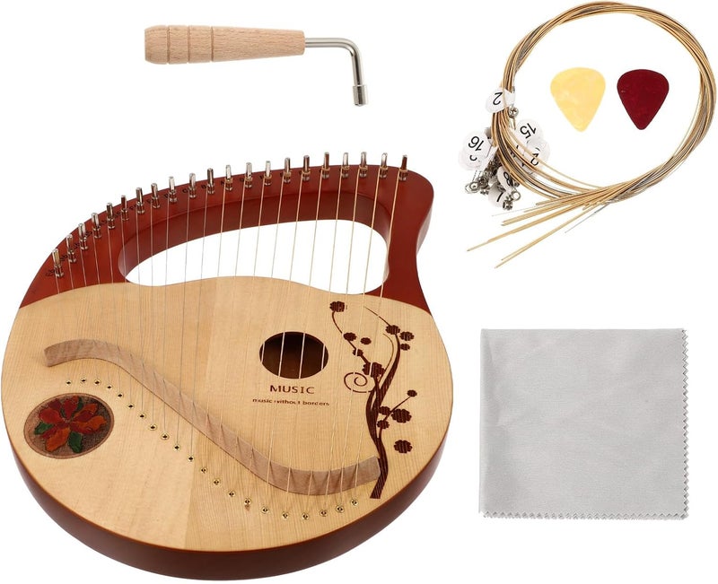BESTonZON 21-String Solid Wood Lyre Harp Portable Wooden Harp with Tuning Rod Music Instrument for Adults and Beginners - Image 1