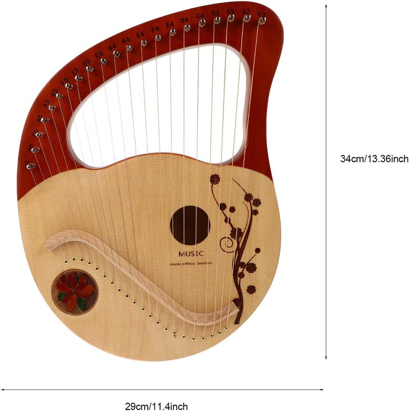 BESTonZON 21-String Solid Wood Lyre Harp Portable Wooden Harp with Tuning Rod Music Instrument for Adults and Beginners - Image 2