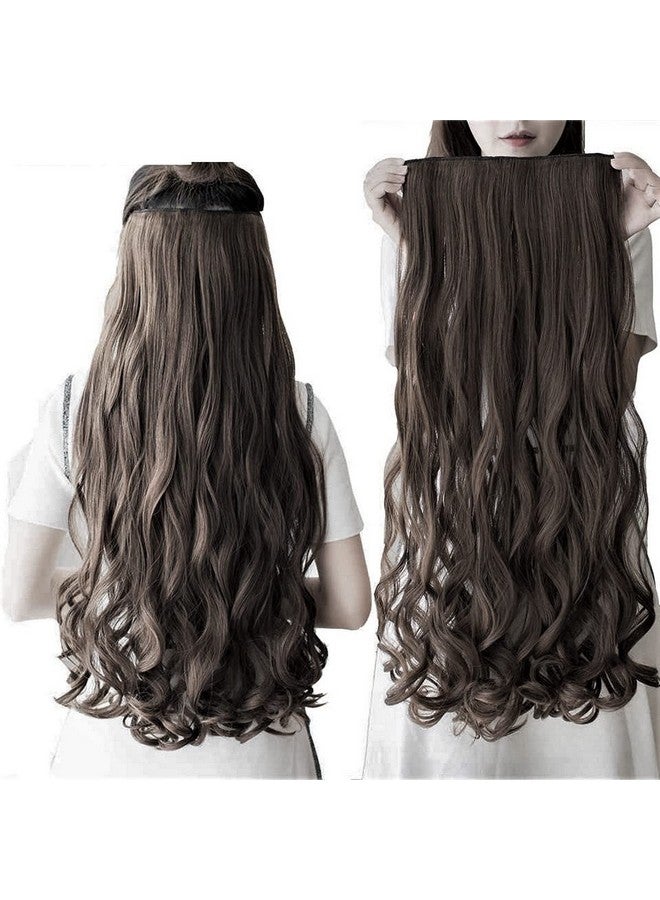 Artifice 5 Clips 32 Inch Curly Wavy Hair Extensions For Women Natural Soft Clip On Synthetic Thick Hairs Style For Any Event For Girls Natural Dark Brown - Image 2