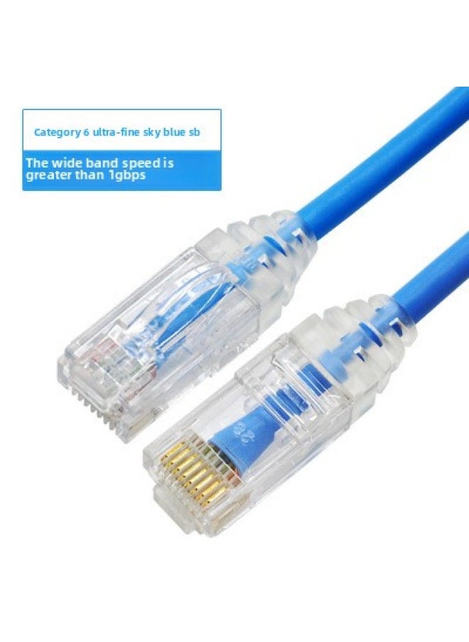 Generic NIPPON Daily Line Ultra-fine Soft Network Cable SPG6 Multi-strand Gigabit Six-class Jumper CAT6 High Speed From 0.3 M-Color:Six Types Of Very Fine Sky Blue SB-Line Length:60 M  - Image 1