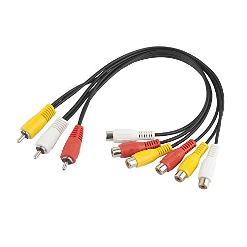 TENINYU 3 RCA Cable Splitter, 3 RCA Male to 6 RCA Female Plug AV Splitter Audio Video Adapter Cable 12inch - Image 1