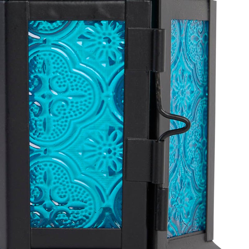 Zingz & Thingz Gallery of Light Moroccan Lantern Blue Glass Candle Holder Candleholder - Image 3