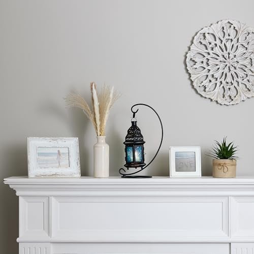 Zingz & Thingz Gallery of Light Moroccan Lantern Blue Glass Candle Holder Candleholder - Image 4