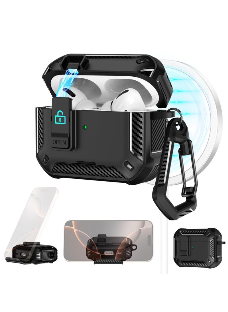 اووكاي حافظة قفل لغطاء AirPods Pro 3، حافظة TPU قوية مقاومة للصدمات مع سلسلة مفاتيح لـ Apple Airpods Pro الجيل الثالث 2025 (أسود) - Image 1