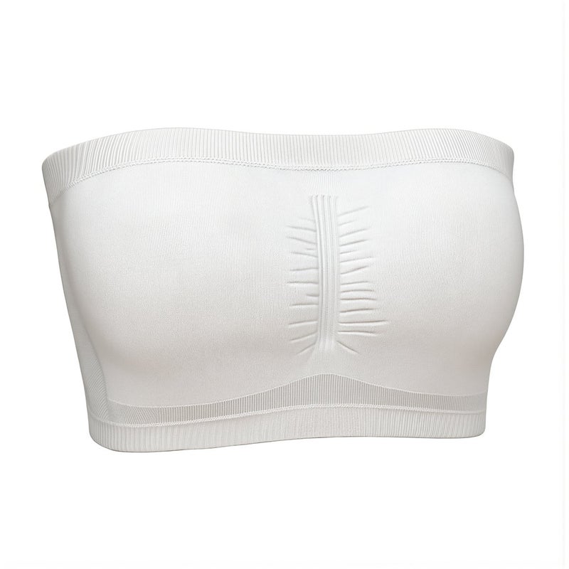 Strapless Bandeau Top Non Slip Double Layer Bust Support White S Size - Image 4