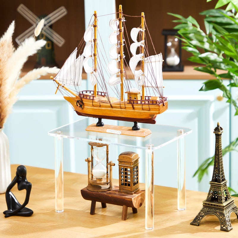 RattanView 1 Pcs 12 Inch Acrylic Risers Display Stands Rectangular 4-leg Acrylic Plant Stand, 6mm Thick Clear Shelf Riser Display Stands for Decor Collectibles Figures and Item Photography - Image 4